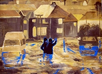 Hochwasser, 1995, 145 x 200, Acryl auf Baumwolle
