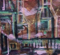 Hafenlandschaft, 2008, ca. 200 x 210, Acryl auf Papier