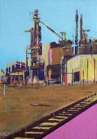 Industrielandschaft, 2010, 100 x 70, Acryl auf Baumwolle