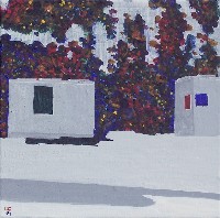 Hütten, 2014, 30 x 30, Acryl auf Baumwolle